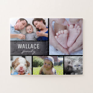 Multi Picture Collage photos with family name Jigsaw Puzzle