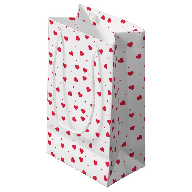 Multi Pink Scatter Hearts Patterned Gift Bag (Front Angled)