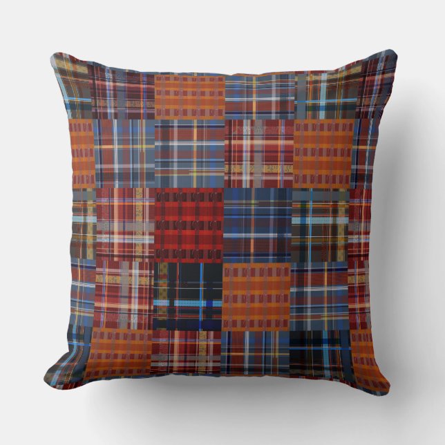 Multi Plaid Tile Mod Style Cushion (Front)