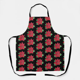 Multi- Poinsettia - Festive Apron - Black