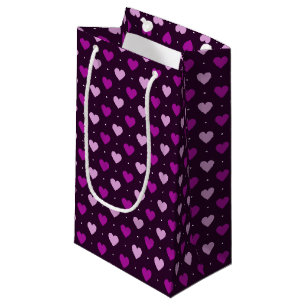 Multi Purple Hearts Patterned Gift Bag