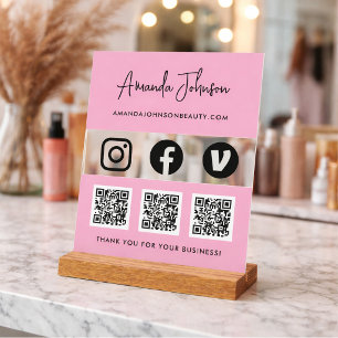 Multi QR code Business Social Media Payment Method Acrylic Sign