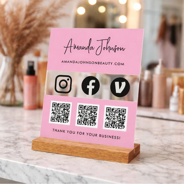 Multi QR code Business Social Media Payment Method Acrylic Sign (Creator Uploaded)