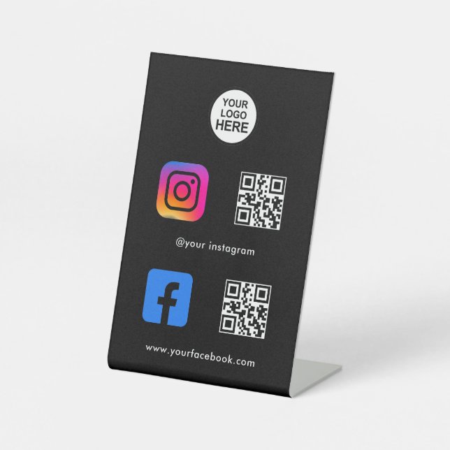 Multi QR Code Business Social Media Sign (Front)