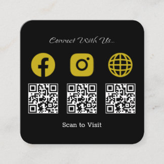 Multi QR Code Modern Social Media Sign Square Business Card