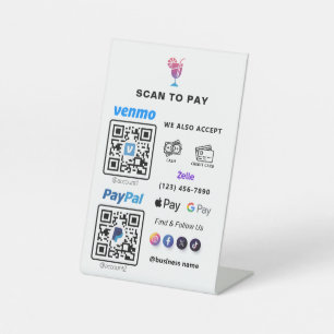 Multi QR Code Payment White Scan to Pay Pedesta Pedestal Sign