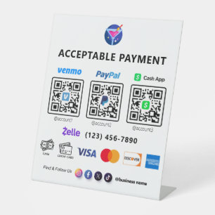 Multi QR Code Payment White Scan to Pay Pedesta Pedestal Sign