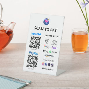 Multi QR Code Payment White Scan to Pay Pedestal Sign