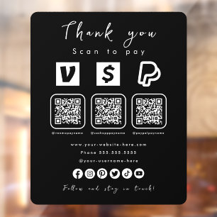 Multi QR Code Paypal Venmo Cash App Black