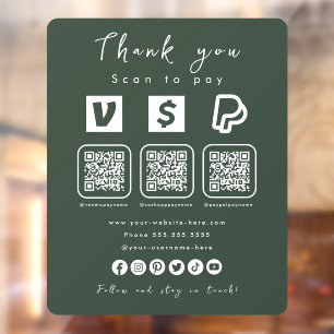 Multi QR Code Paypal Venmo Cash App Forest Green