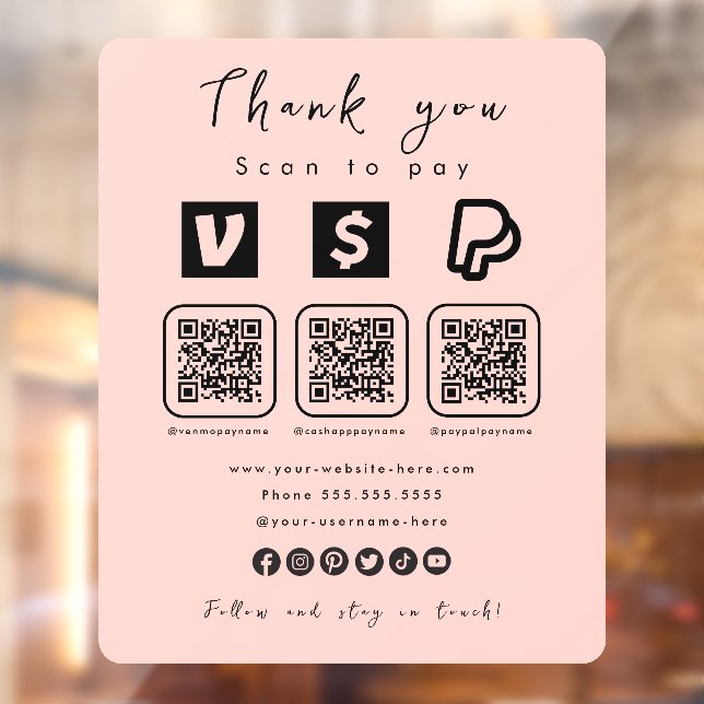 Multi QR Code Paypal Venmo Cash App Modern Pink (Sheet 2)