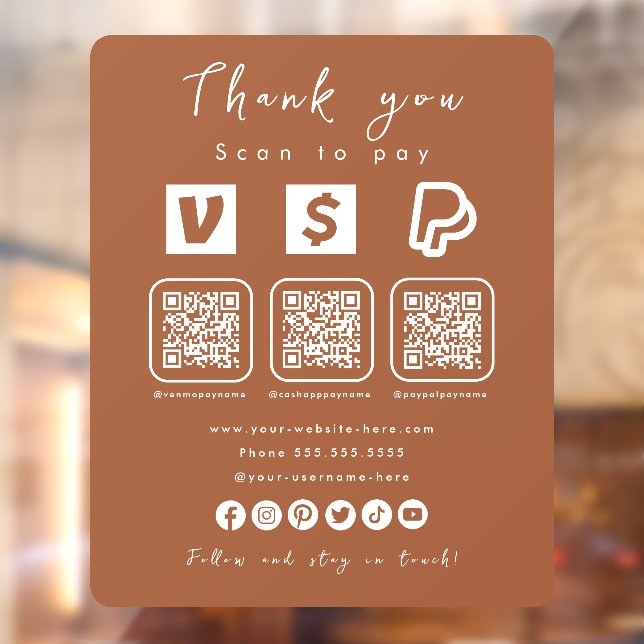 Multi QR Code Paypal Venmo Cash App Terracotta (Sheet 2)