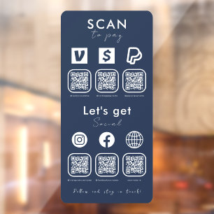Multi QR Code Scan To Pay Social Media Navy Blue