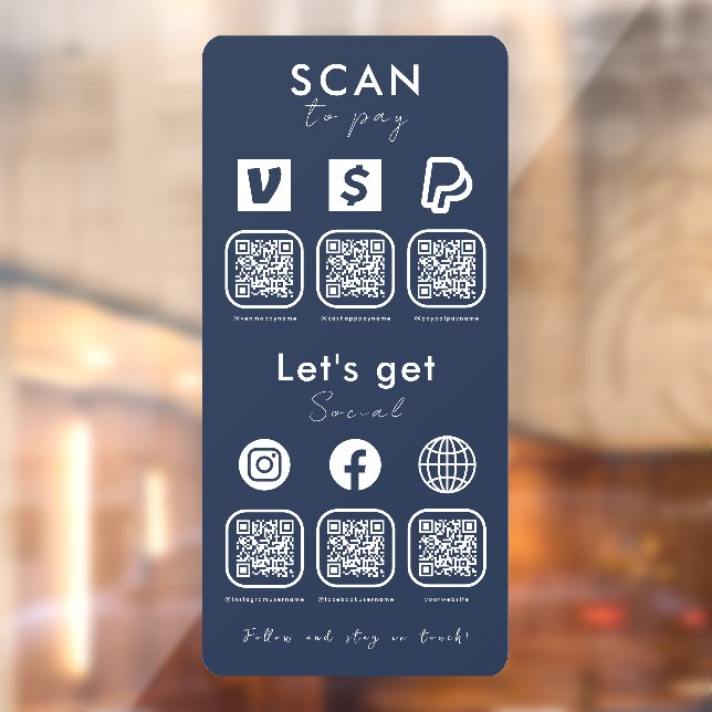 Multi QR Code Scan To Pay Social Media Navy Blue (Sheet 2)