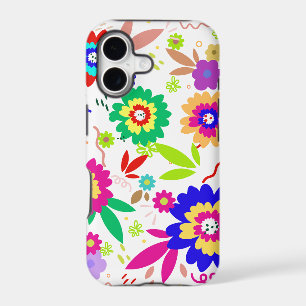 multi rainbow coloured flower and leaves design