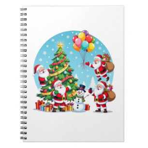 **“Multi-Santa Christmas Fun – 3D Cartoon Transpar Notebook