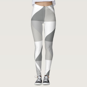 Multi shades of white and grey geometric design leggings