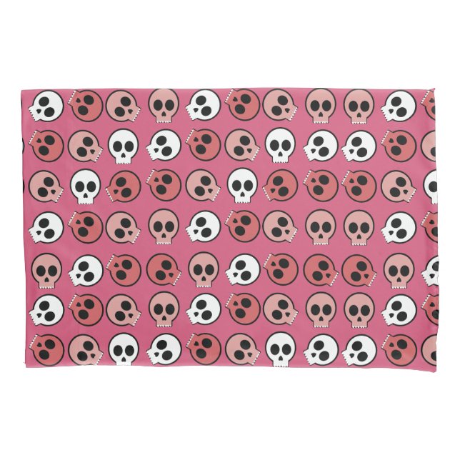Multi Skulls Halloween Trick or Treat Fun Pillowcase (Front)