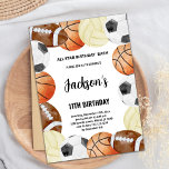 Multi-Sport Party Theme for Active Kids Invitation<br><div class="desc">Celebrate your little all-star with this dynamic sports birthday invitation! Featuring multiple sports icons like footballs, basketballs, baseballs, and soccer balls, this colorful and editable design is perfect for kids who love every game. Easily personalize the name, age, date, and event details using Zazzle’s easy-to-use customization tools. Ideal for multi-sport...</div>