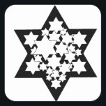 Multi Stars Star of David Square Sticker<br><div class="desc">Black Star of David with lots of white stars in the centre.</div>