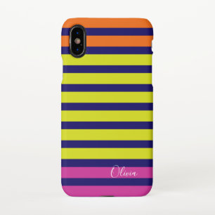 Multi Stripe personalise name monogram iPhone Case