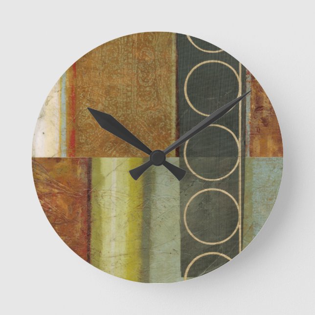 Multi-textured Abstract Painting by Vision Studio Round Clock (Front)