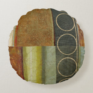 Multi-textured Abstract Painting by Vision Studio Round Cushion