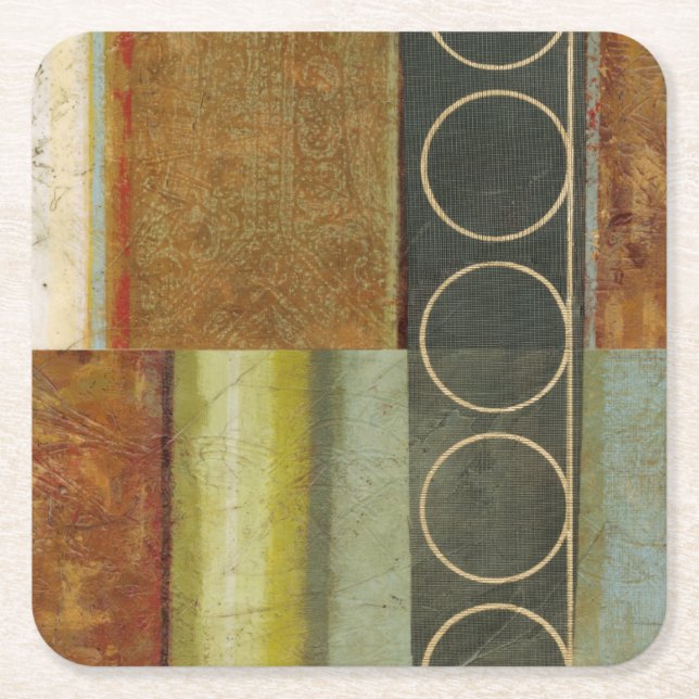 Multi-textured Abstract Painting by Vision Studio Square Paper Coaster (Front)