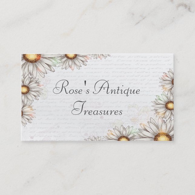 Multi Use Vintage Daisies & Writing Business Card (Front)