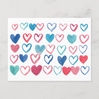 multi watercolor heart postcard