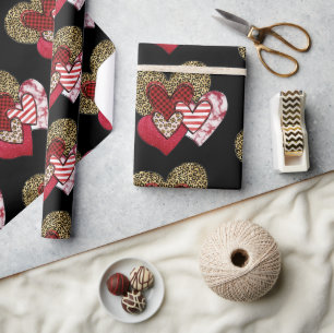 Multi wild hearts wrapping paper