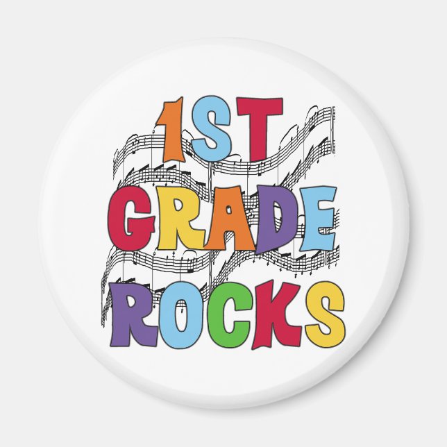Multicolor 1st Grade Rocks Magnet (Front)