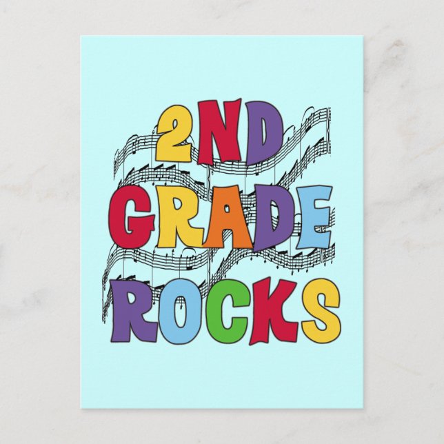Multicolor 2nd Grade Rocks Tshirts and Gifts Postcard (Front)