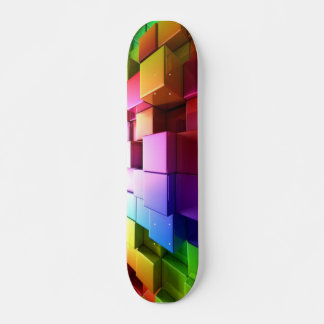 Multicolor 3d Cube Design Skateboard