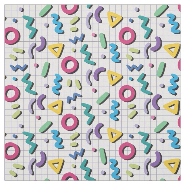 Multicolor 80s Memphis Pattern Fabric (Swatch)