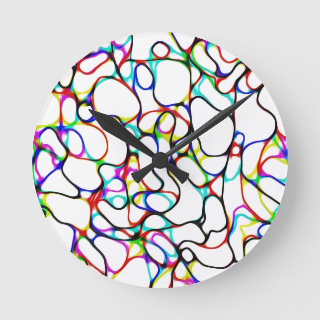 Multicolor Abstract Art Round Clock (Front)