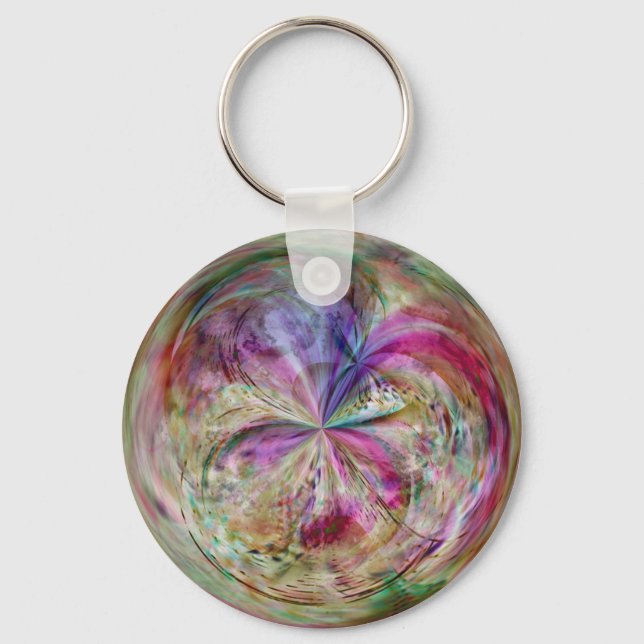Multicolor Abstract Bubble Mandala Key Ring (Front)