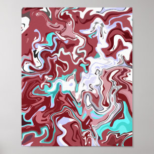 Multicolor Abstract Fluid Marble Design Poster