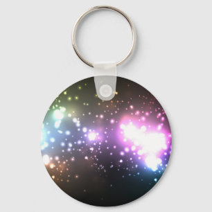 Multicolor Abstract Particles Key Ring