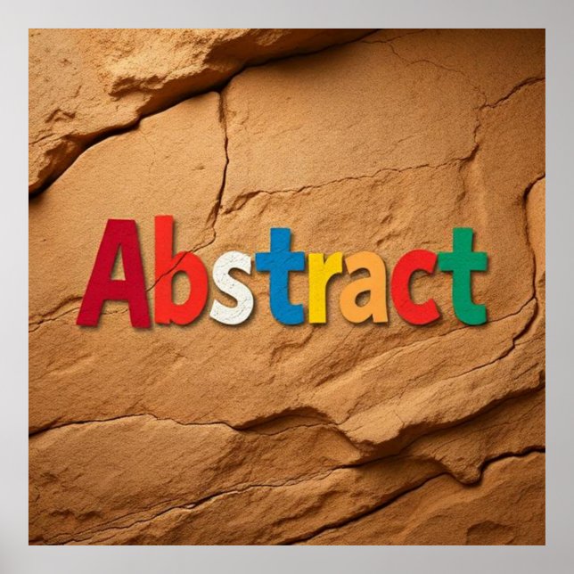 Multicolor ABSTRACT word over arid landscape Poster (Front)