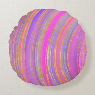 Multicolor and Gold Round Cushion