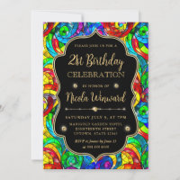 Multicolor and Gold Stained Glass 21st Birthday