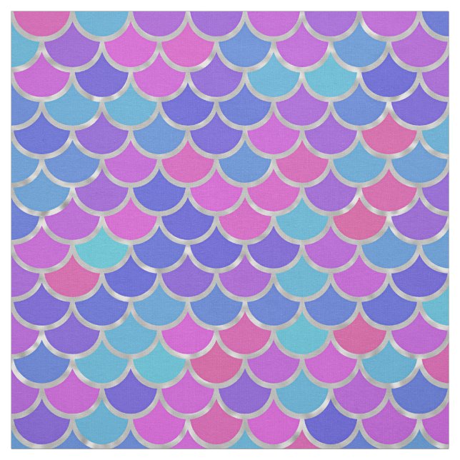 Multicolor and Silver Foil Mermaid Scales Fabric (Swatch)