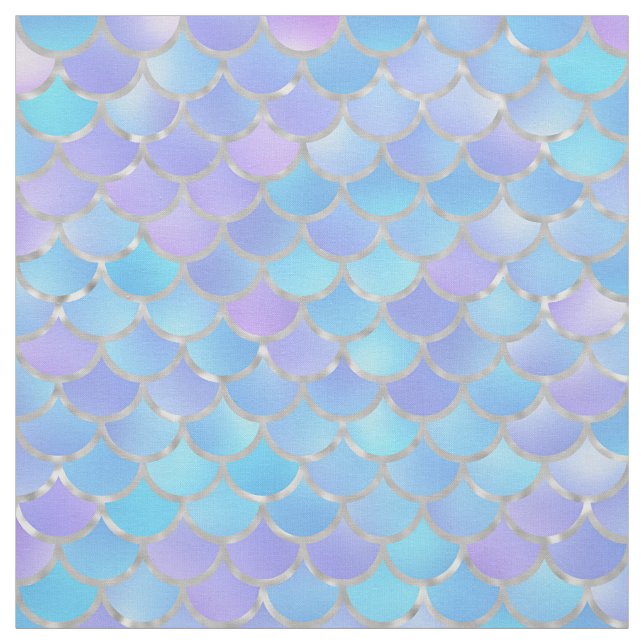 Multicolor and Silver Foil Mermaid Scales Fabric (Swatch)