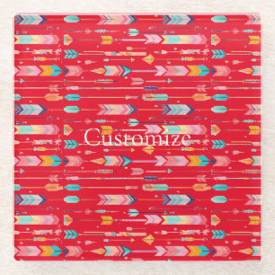 Multicolor Arrow Pattern Thunder_Cove Glass Coaster