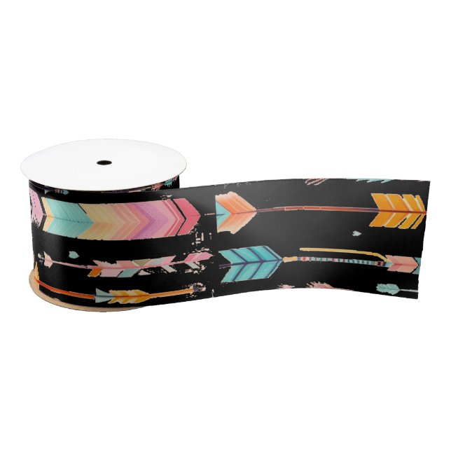 Multicolor Arrow Pattern Thunder_Cove Satin Ribbon (Spool)