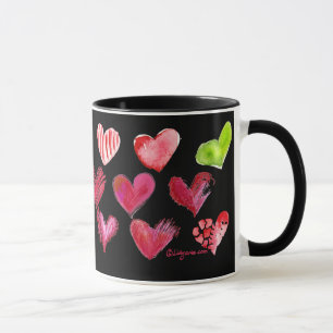 Multicolor Artsy Love Hearts Black Mug 1 of 4