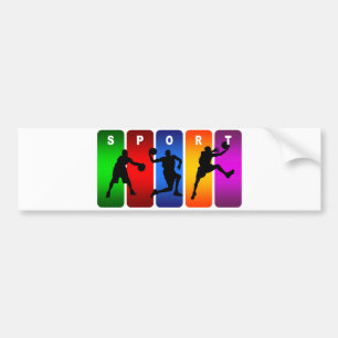 Multicolor Basketball Emblem Bumper Sticker
