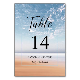 Multicolor Beach Scene w/ Changeable Table Number