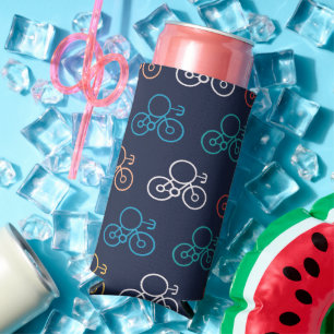 Multicolor Bicycle Pattern Seltzer Can Cooler